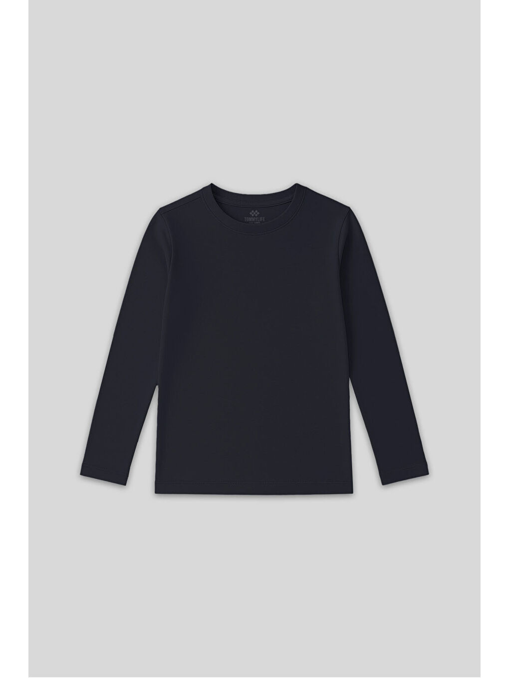 Lacivert O Yaka Standart Fit Basic Uzun Kollu Unisex Çocuk T-Shirt - 11329