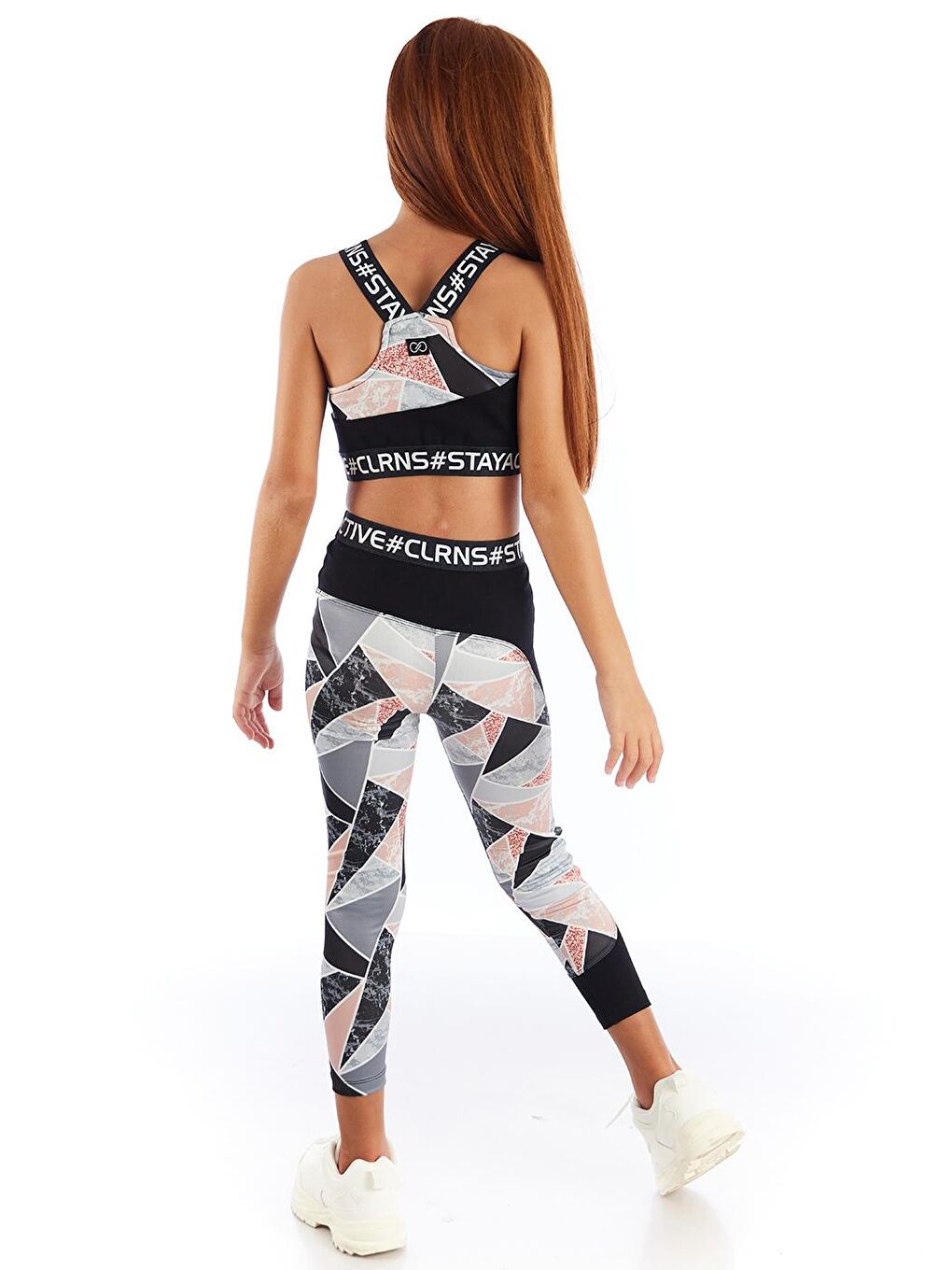 colorinas Gri-Siyah Modern Romance Desenli Spor Crop Atlet - 2