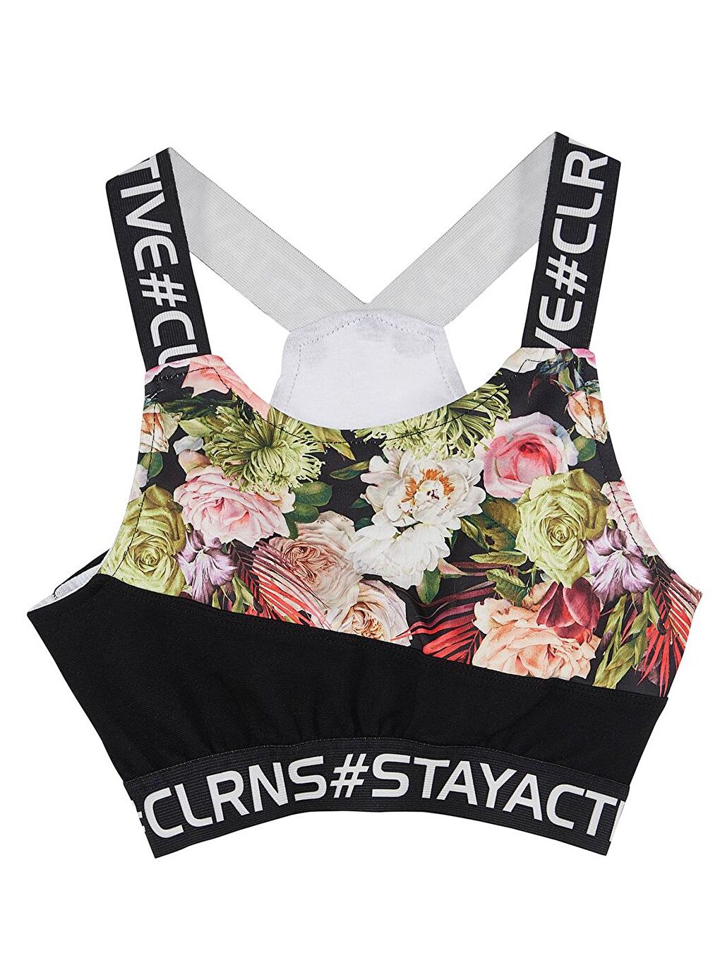 colorinas Siyah Modern Romance Desenli Spor Crop Atlet - 3