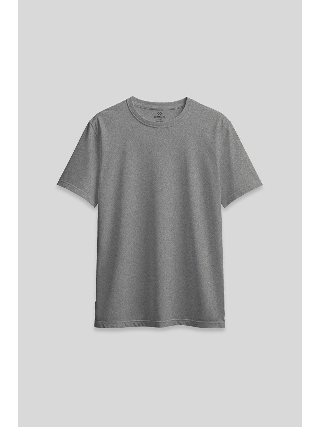 Gri Melanj O Yaka Standart Fit Basic Kadın T-Shirt - 97311