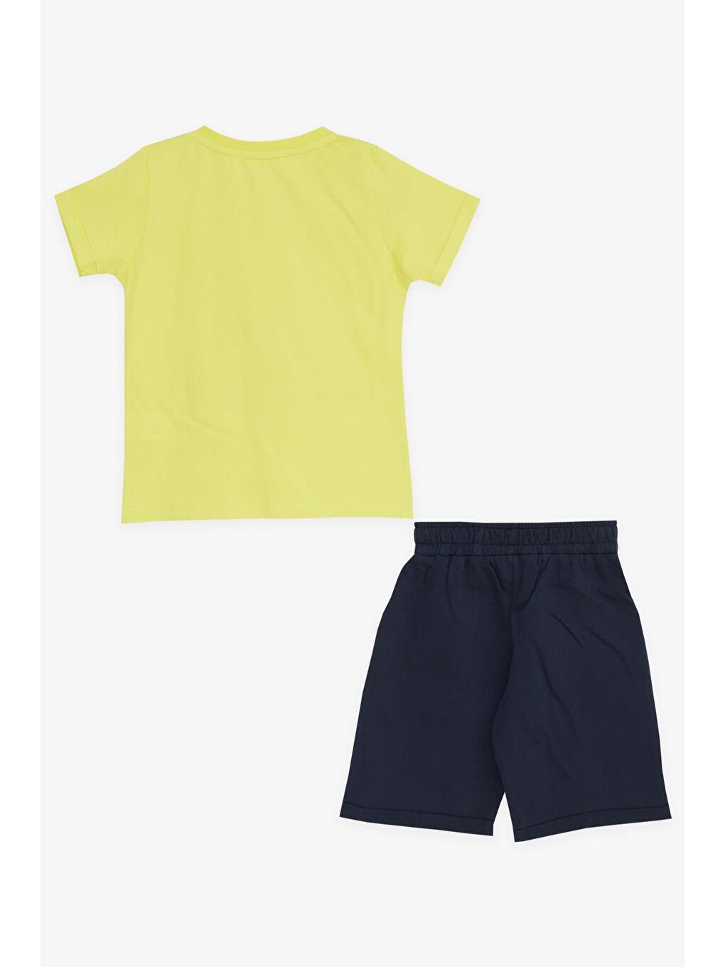 Erkek Çocuk Şortlu Takım Mutlu Dinozor Aile Baskılı Sarı (1-4 Yaş)-4