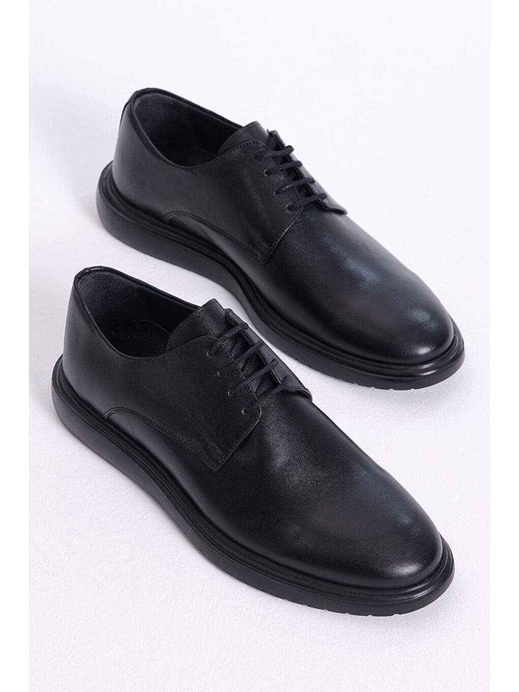 Erkek Siyah Önü Bağcıklı İçi Hakiki Deri Klasik Ayakkabı-2