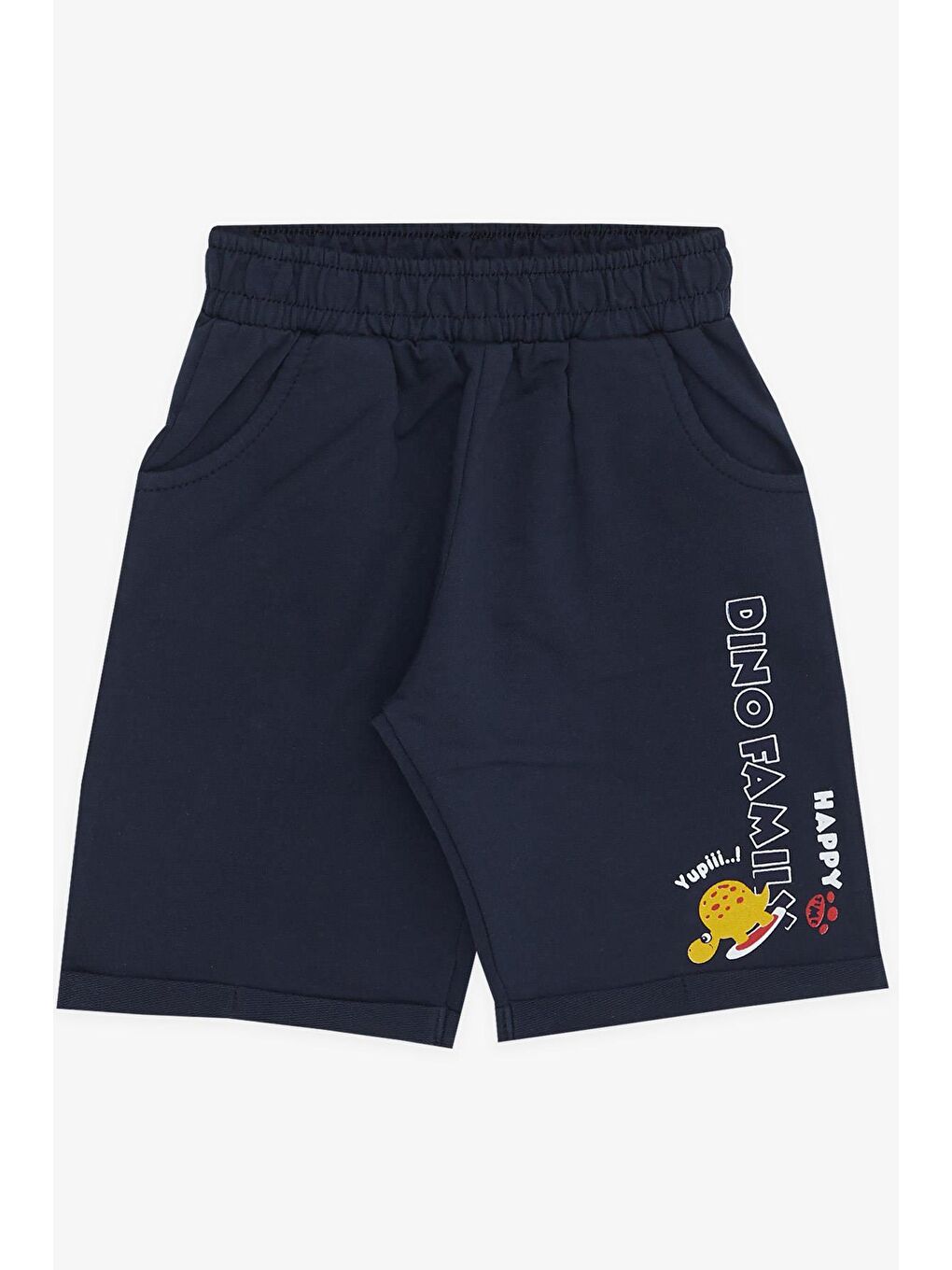 Erkek Çocuk Şortlu Takım Mutlu Dinozor Aile Baskılı Sarı (1-4 Yaş)-6