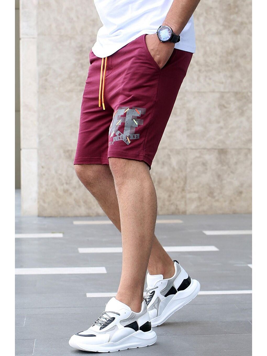 Baskılı Bordo Erkek Şort 4247