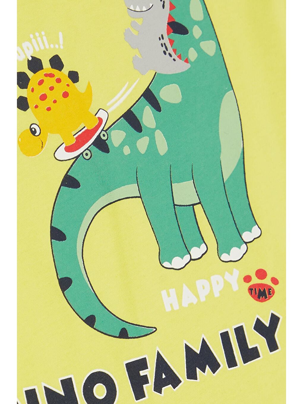 Erkek Çocuk Şortlu Takım Mutlu Dinozor Aile Baskılı Sarı (1-4 Yaş)-8