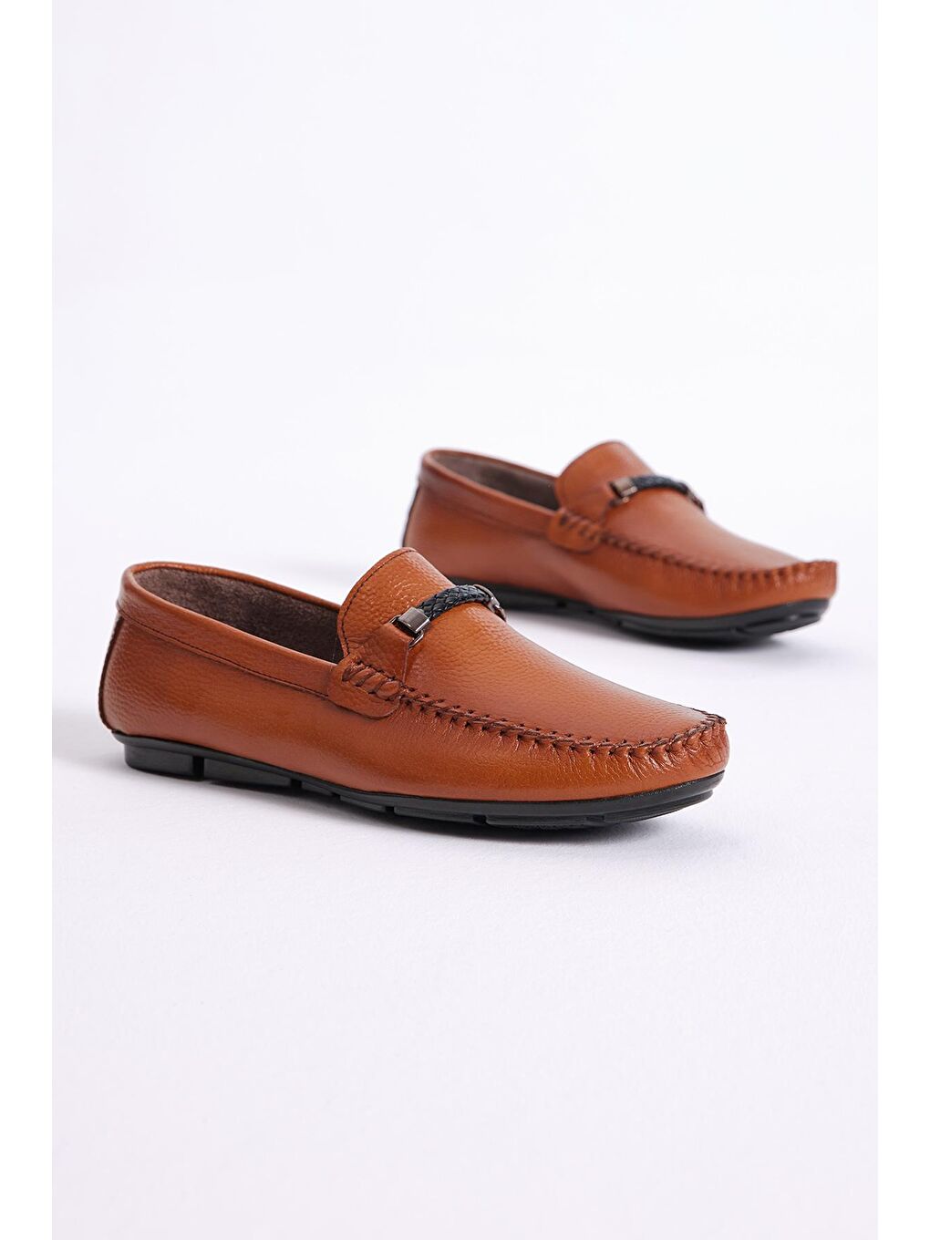Kahverengi Erkek Taba Önü Halat Detaylı Hakiki Deri Loafer