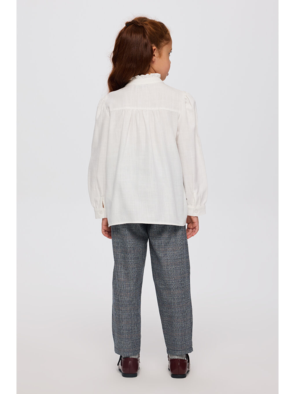 Kız Çocuk Düğmeli Ekru Gömlek-3