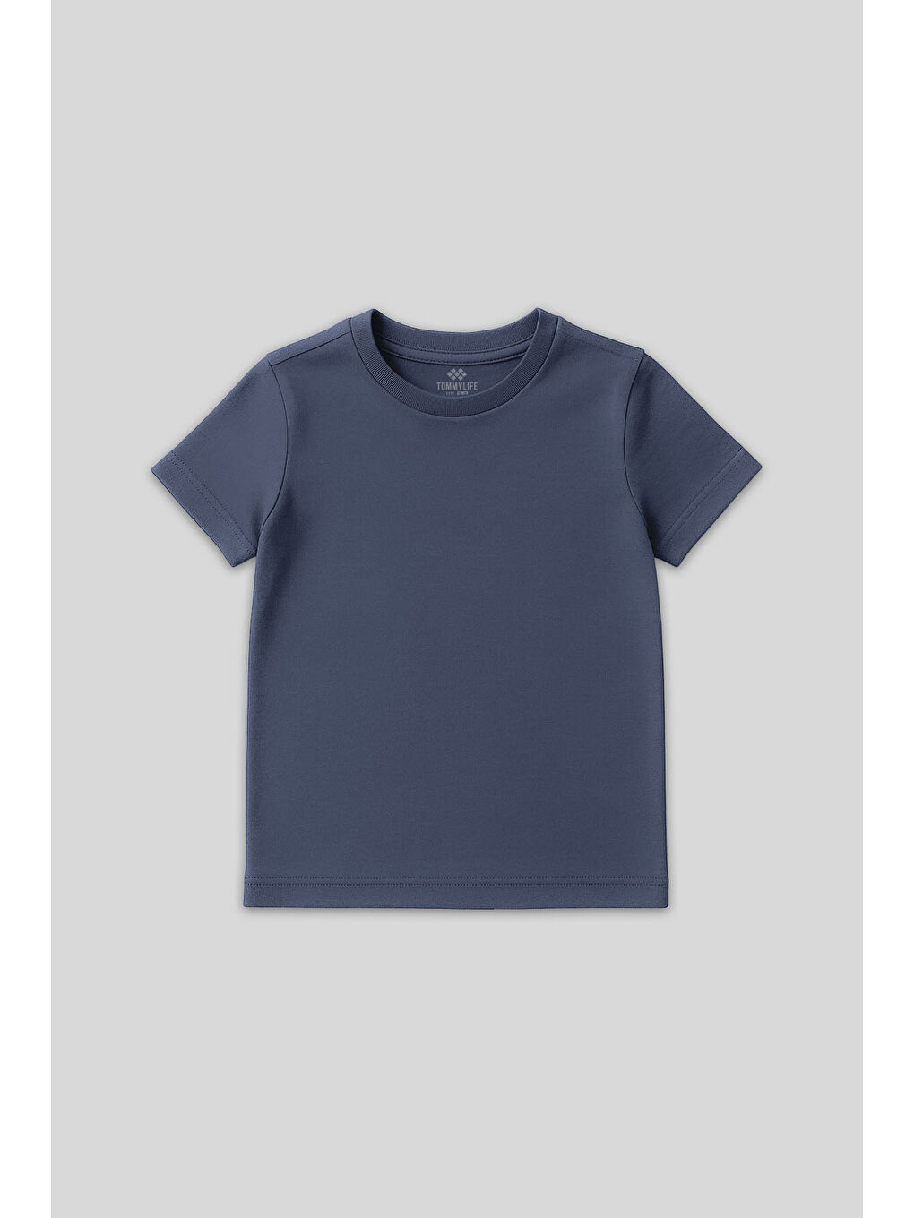 Koyu Mavi O Yaka Standart Fit Basic Unisex Çocuk T-Shirt - 11328