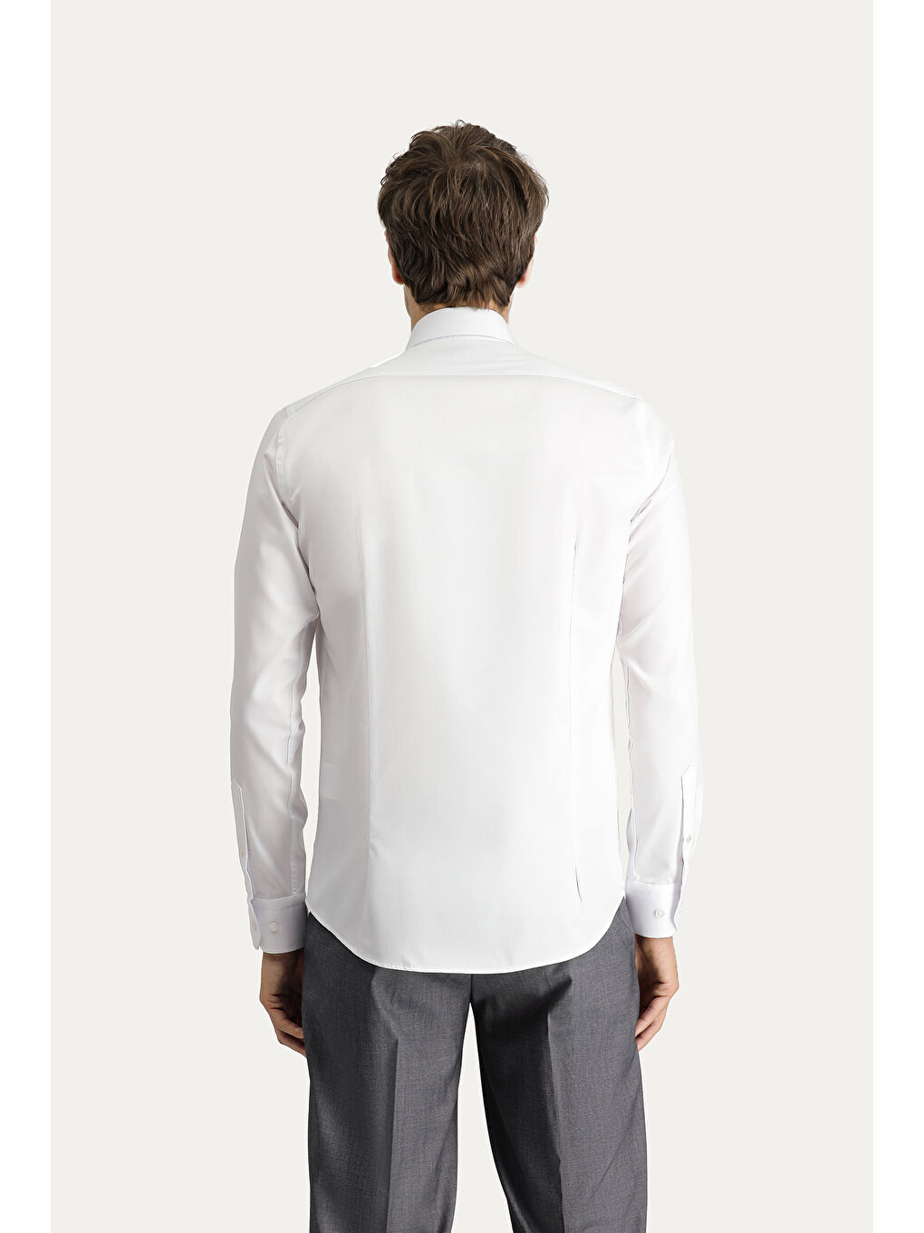 Beyaz Uzun Kol Slim Fit Dar Kesim Non Iron Klasik Pamuklu Gömlek-3