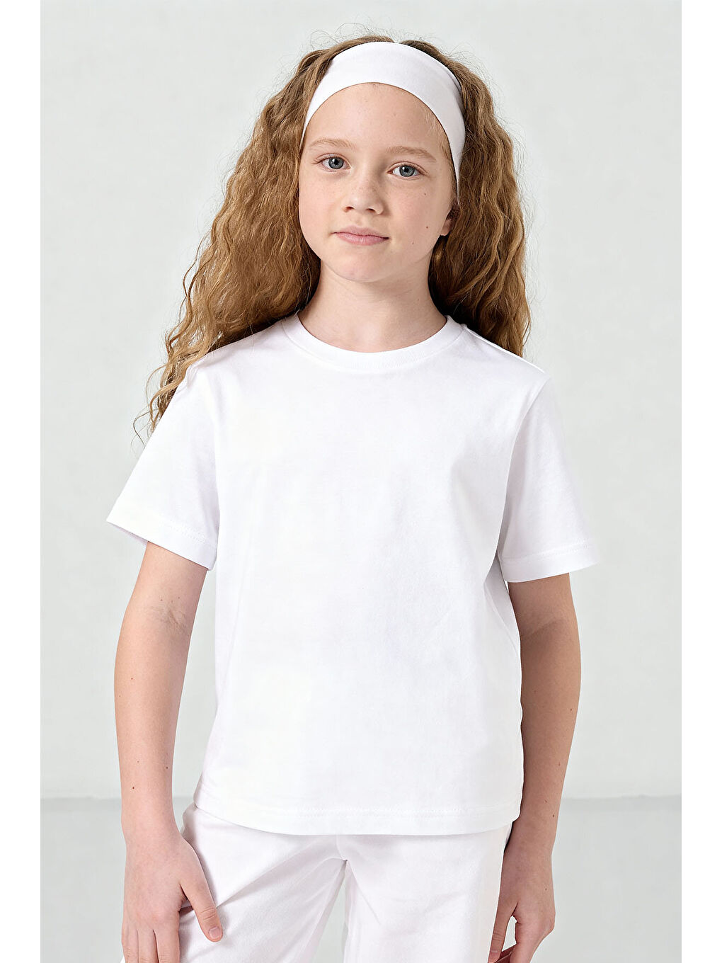 Beyaz O Yaka Standart Fit Basic Unisex Çocuk T-Shirt - 11328-1