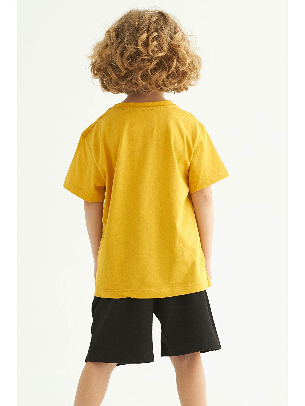 Sarı Bisiklet Yaka Lımıted Baskılı Erkek Çocuk Şortlu Takım-2