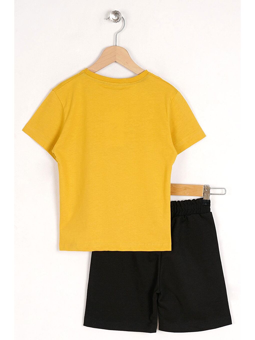 Sarı Bisiklet Yaka Lımıted Baskılı Erkek Çocuk Şortlu Takım-4