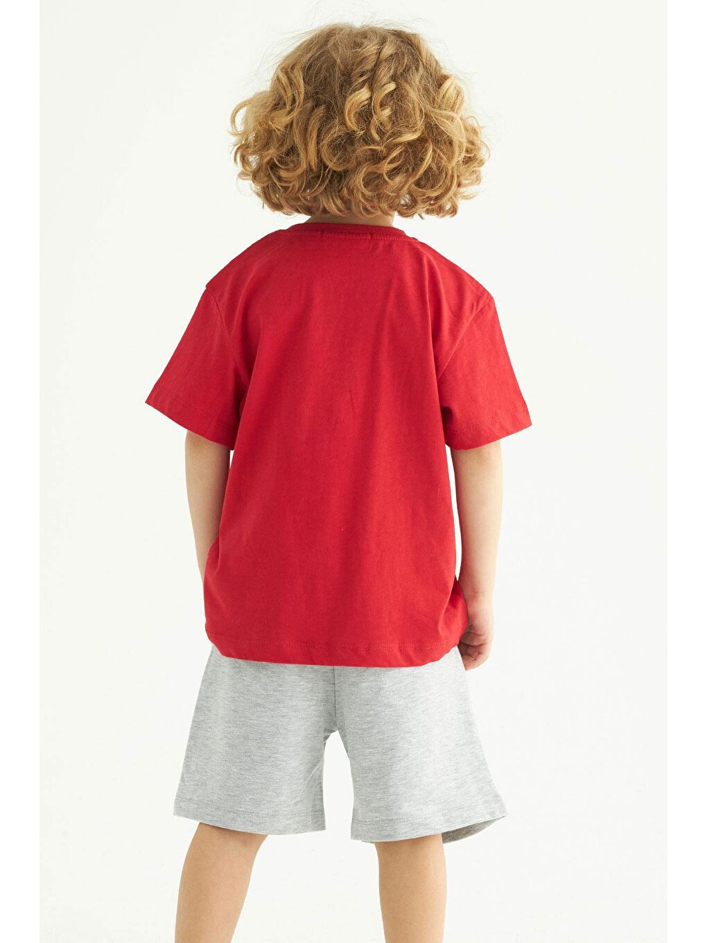 Kırmızı Bisiklet Yaka Lımıted Baskılı Erkek Çocuk Şortlu Takım-2