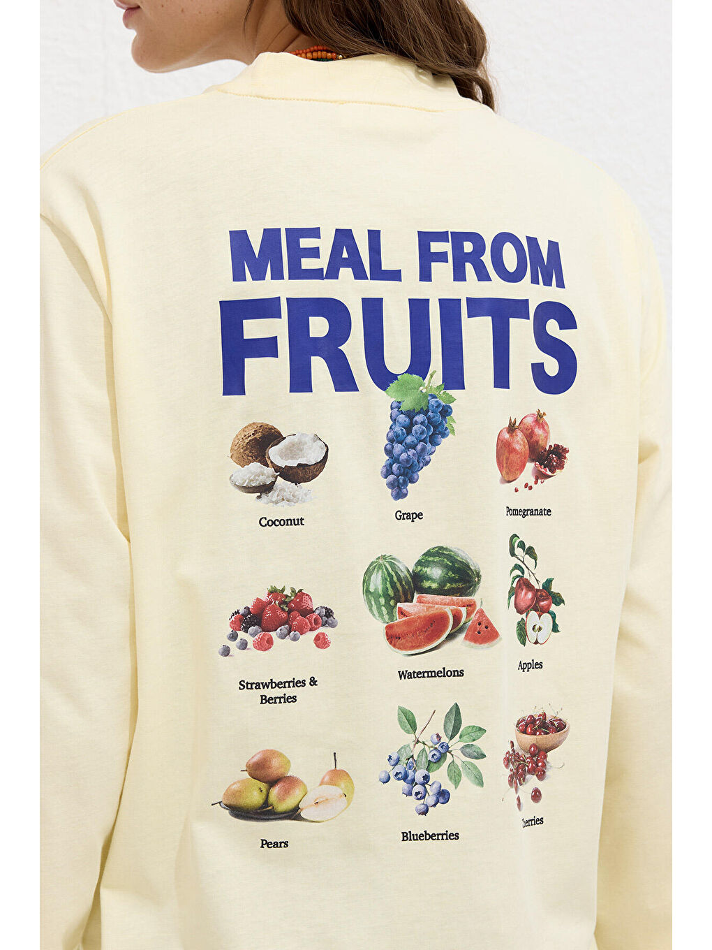 Sarı Baskılı Uzun Kollu Tişört Fruıts-3