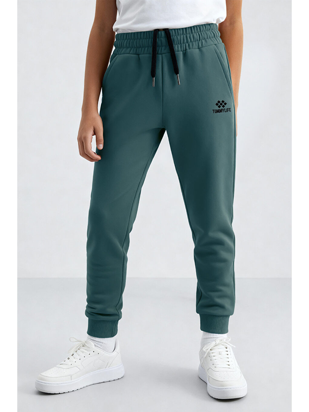 Orman Yeşili Standart Fit Manşetli İnce Erkek Çocuk Eşofman Alt - 11062-2