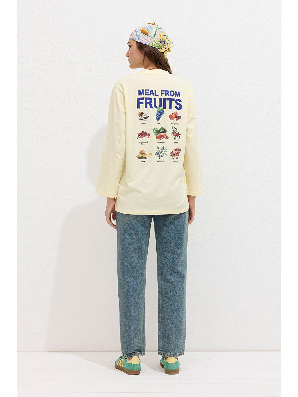 Sarı Baskılı Uzun Kollu Tişört Fruıts-5