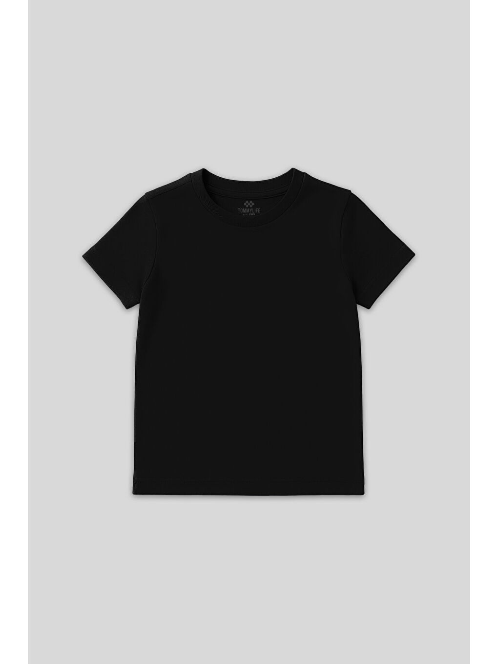 Siyah O Yaka Standart Fit Basic Unisex Çocuk T-Shirt - 11328