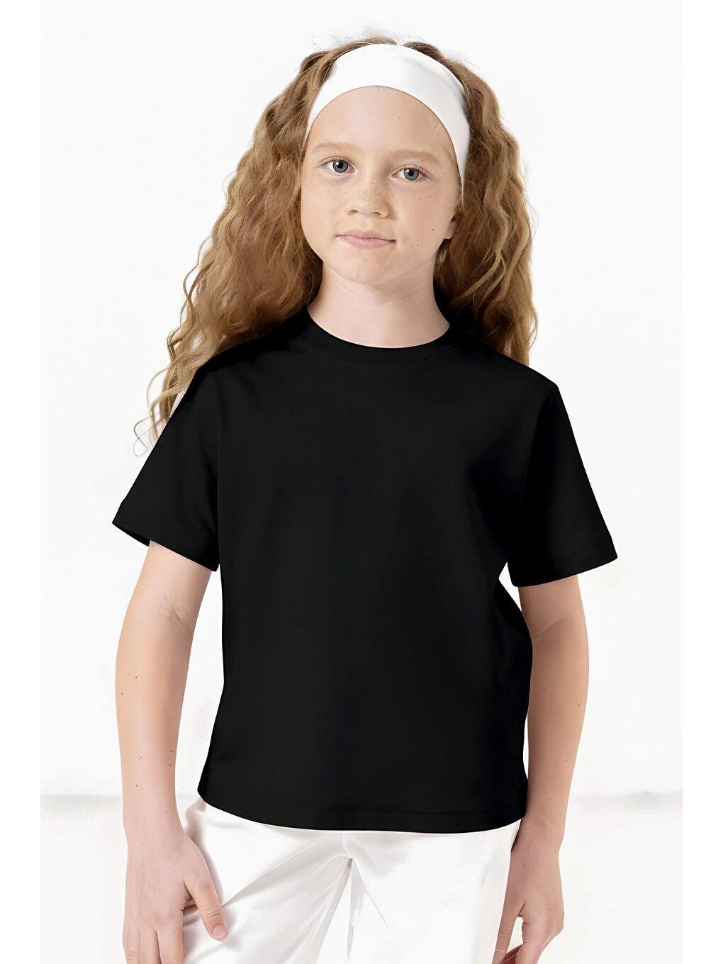 Siyah O Yaka Standart Fit Basic Unisex Çocuk T-Shirt - 11328-2