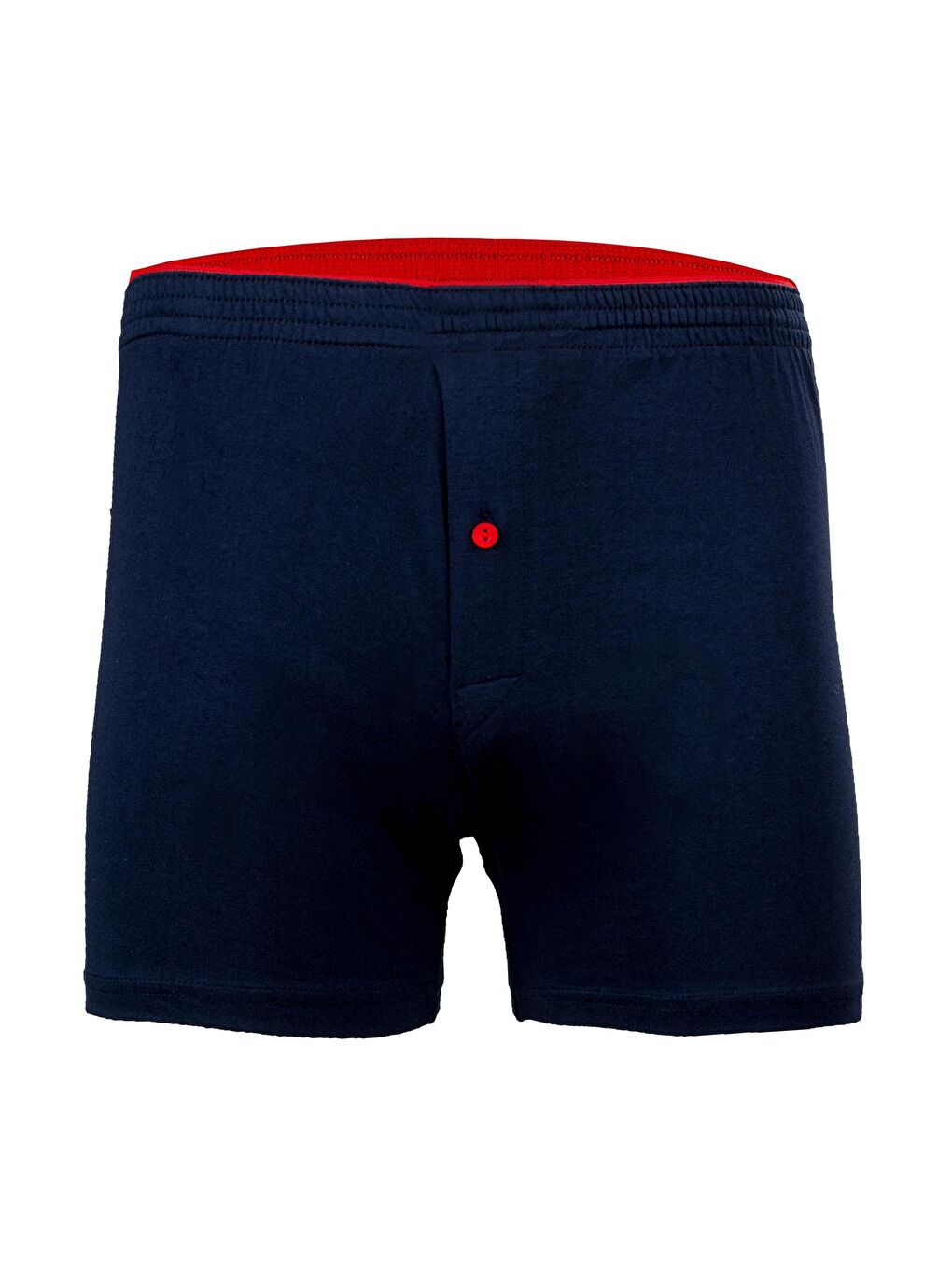 6'lı Erkek %100 Pamuk Lacivert Havlu Bel Penye Rahat Kesim Düğmeli Büyük Beden Boxer-1