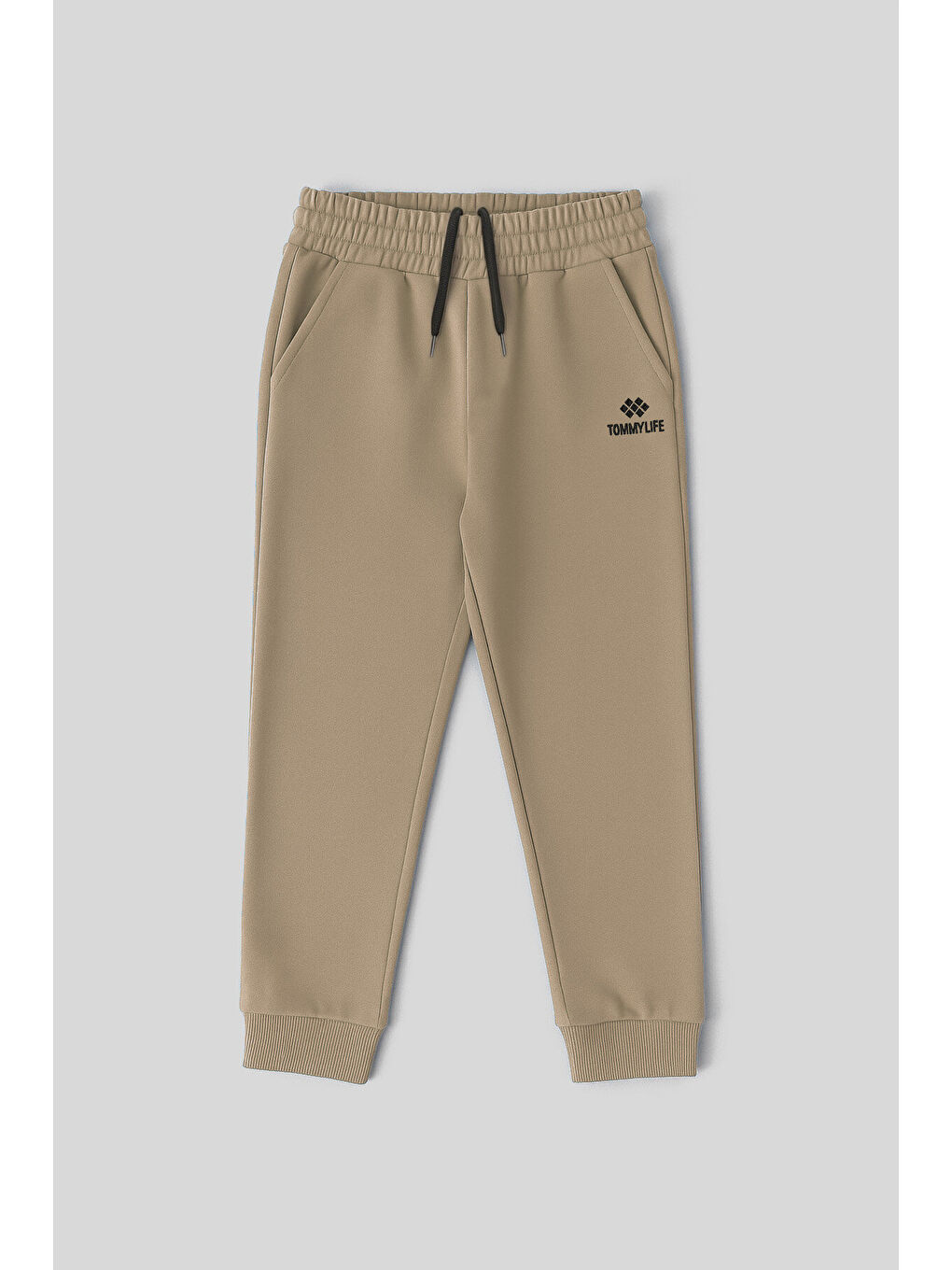 Koyu Bej Standart Fit Manşetli İnce Erkek Çocuk Eşofman Alt - 11062