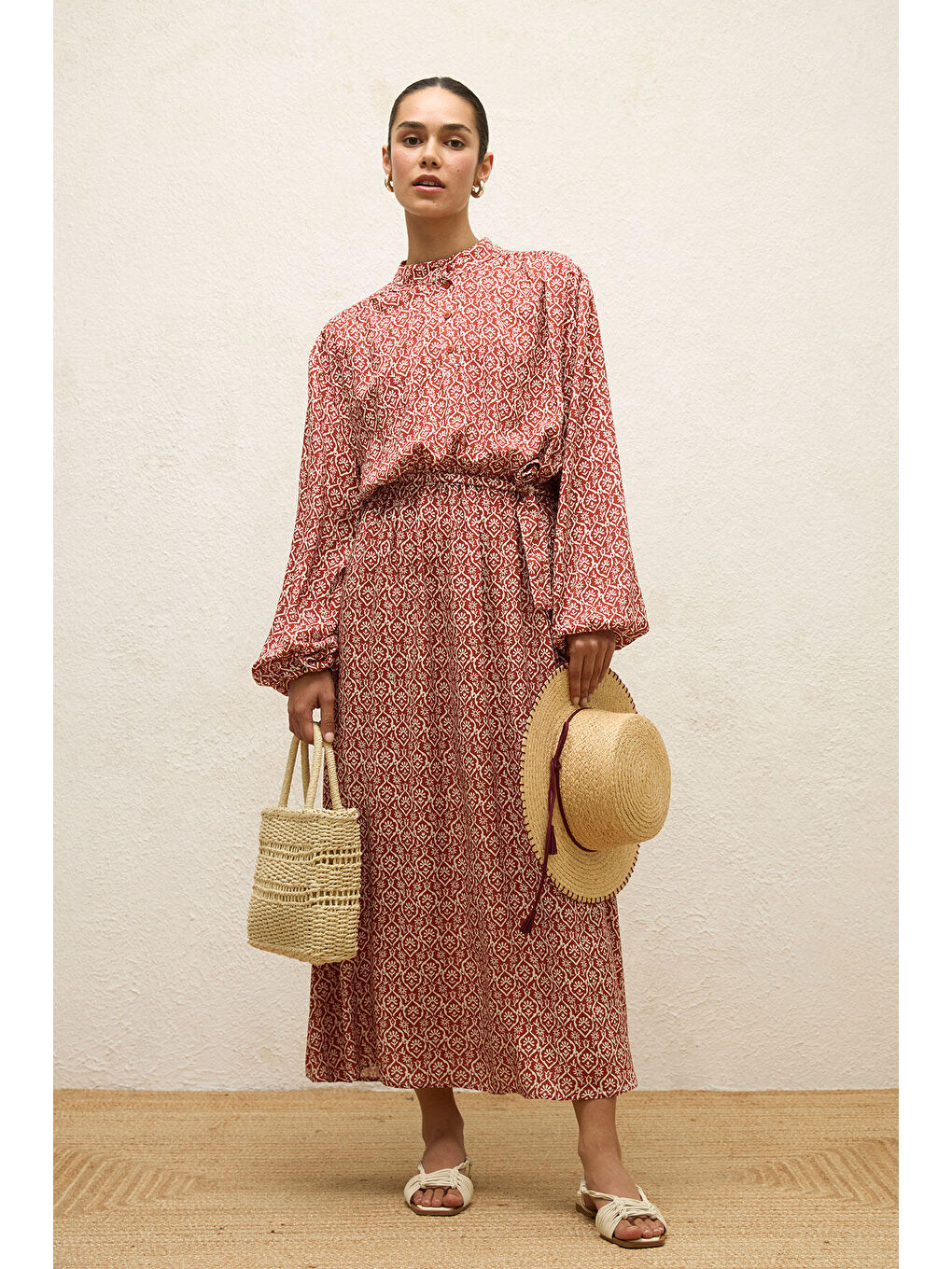 Karışık Viskon Desenli Elbise Boho-2