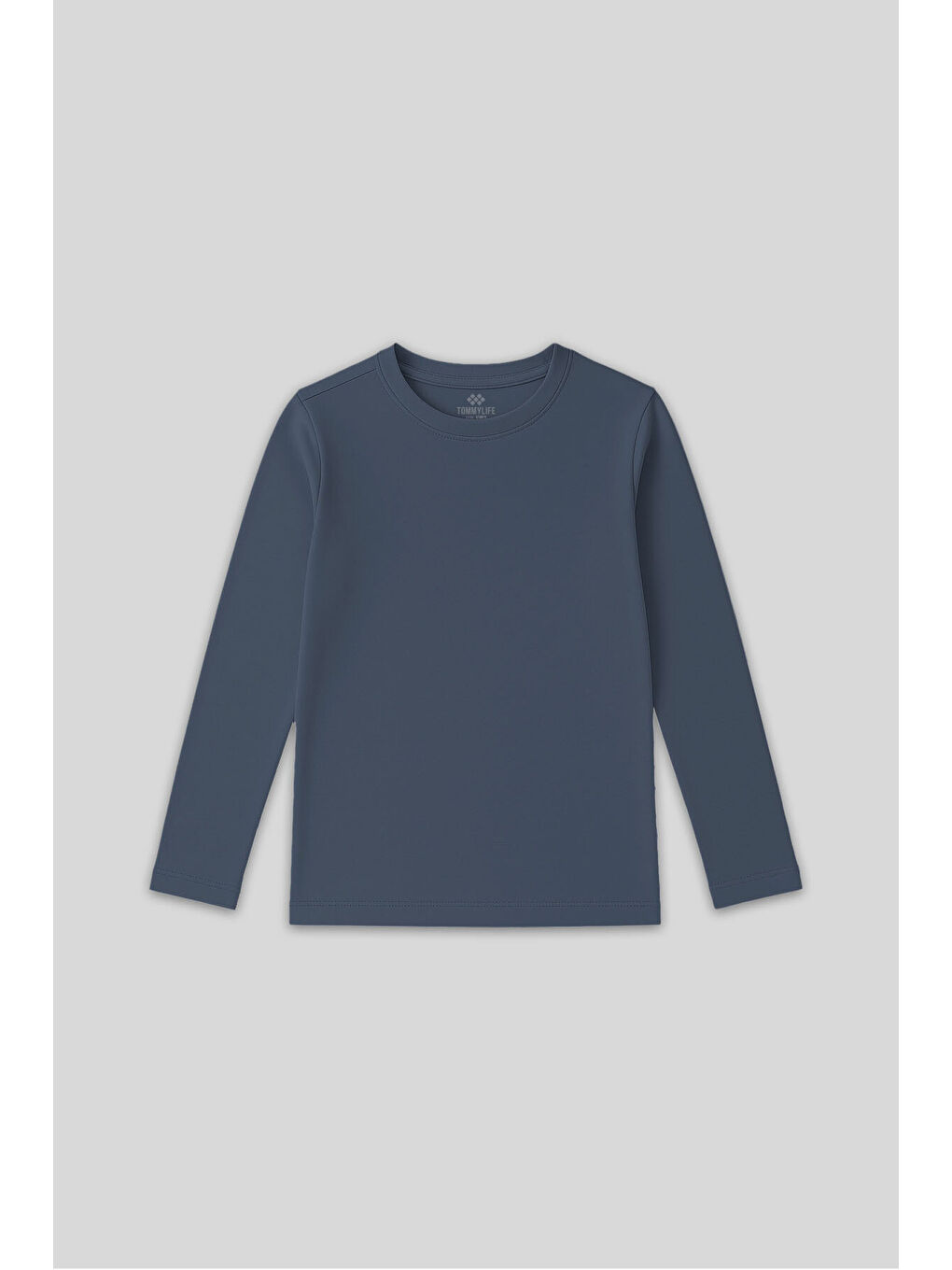 Koyu Mavi O Yaka Standart Fit Basic Uzun Kollu Unisex Çocuk T-Shirt - 11329