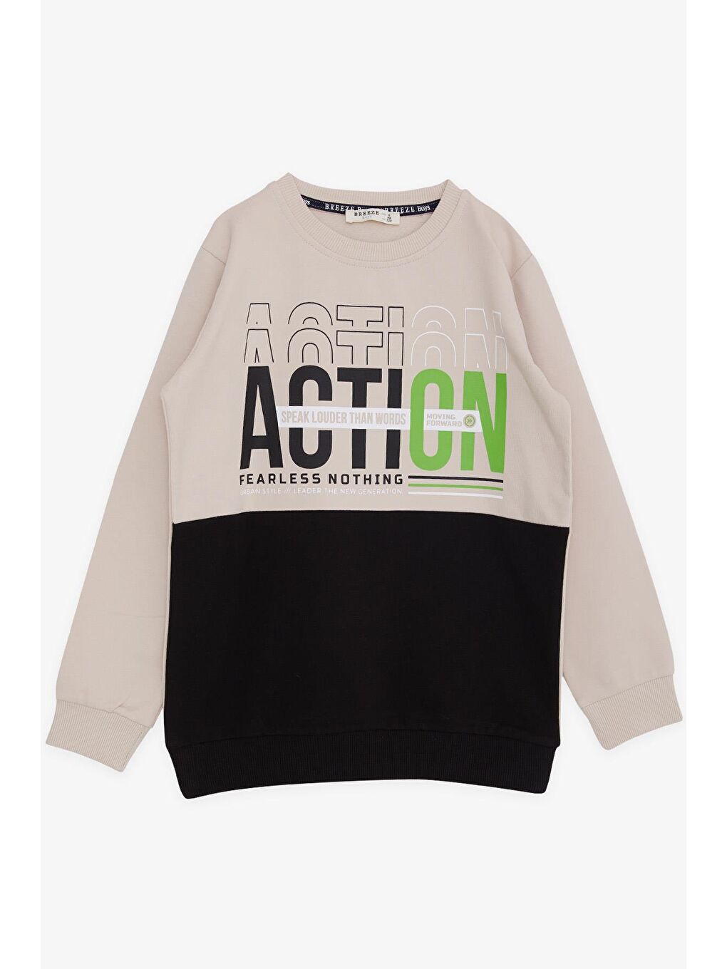 Erkek Çocuk Sweatshirt Yazı Baskılı Bej (8-12 Yaş)