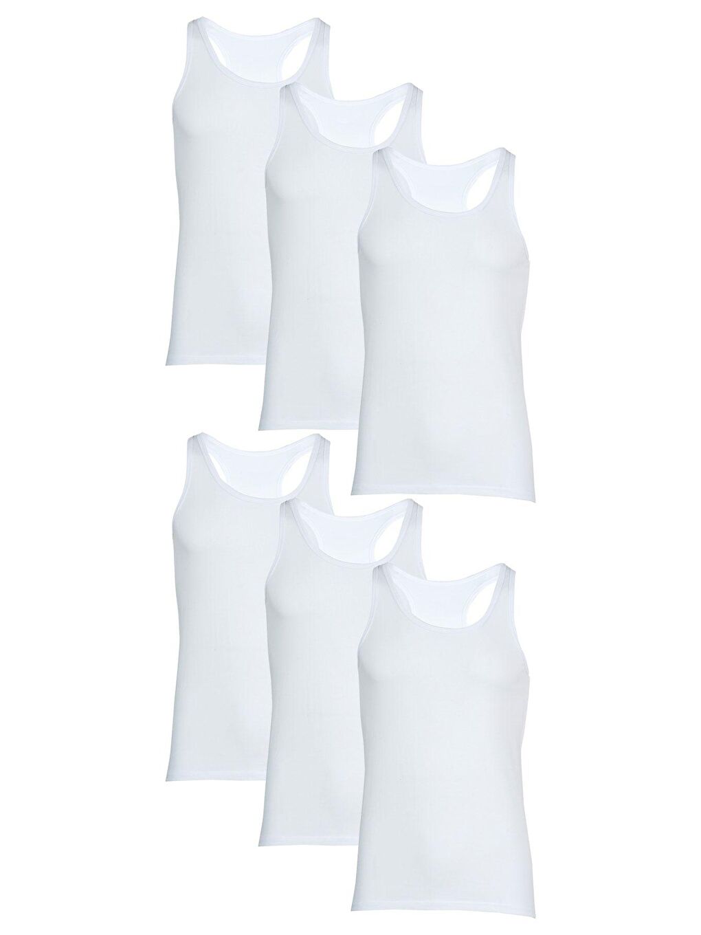 6'lı Erkek Beyaz %100 Pamuk Ribana Sporcu Çapraz Atlet