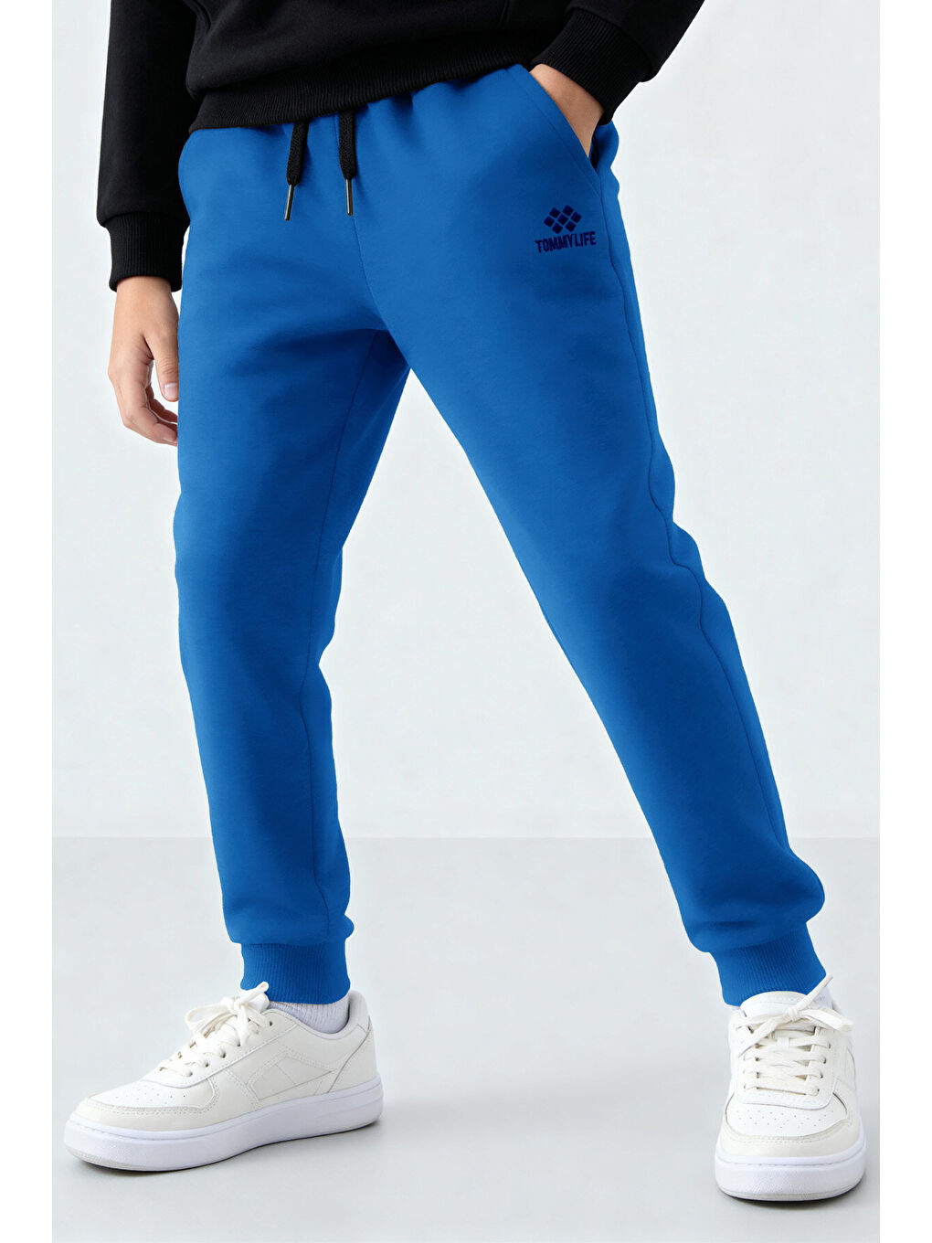 Mavi Haki Standart Fit Manşetli İnce Erkek Çocuk Eşofman Alt - 11205-1