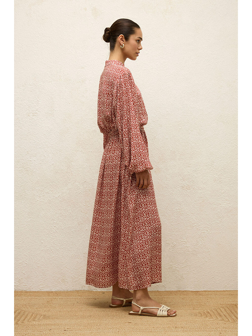 Karışık Viskon Desenli Elbise Boho-5