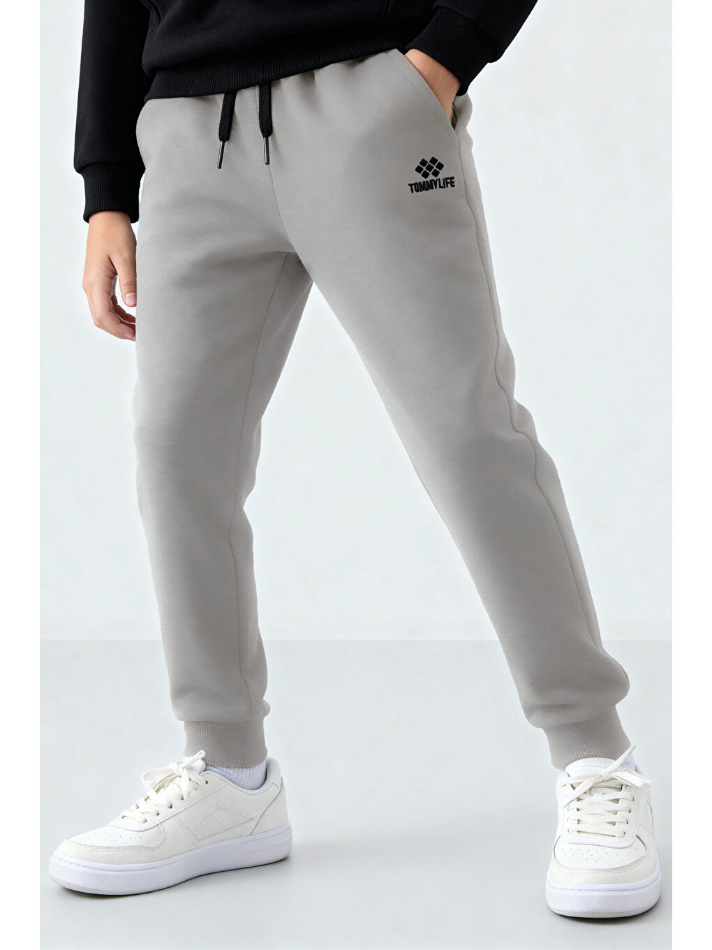 Bej Taş Standart Fit Manşetli İnce Erkek Çocuk Eşofman Alt - 11205-1