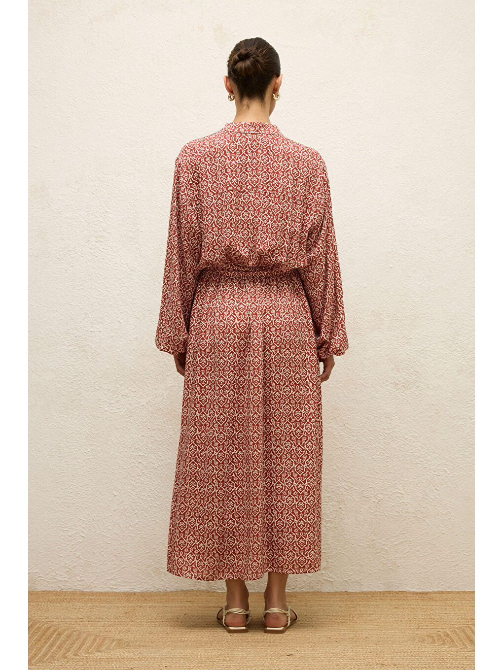 Karışık Viskon Desenli Elbise Boho-7