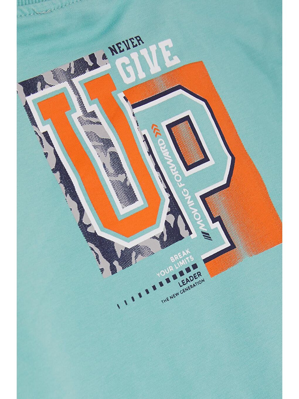 Turkuaz Erkek Çocuk Sweatshirt Yazı Baskılı Su Yeşili (8-12 Yaş)-4