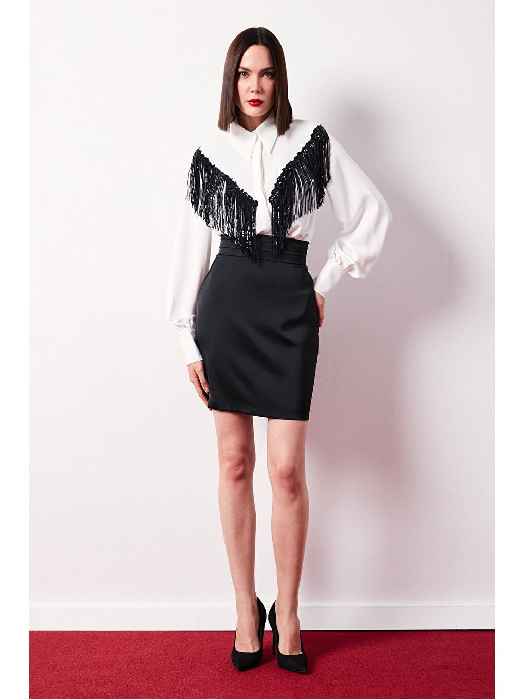 Ön Payet Detaylı Gömlek - Ekru