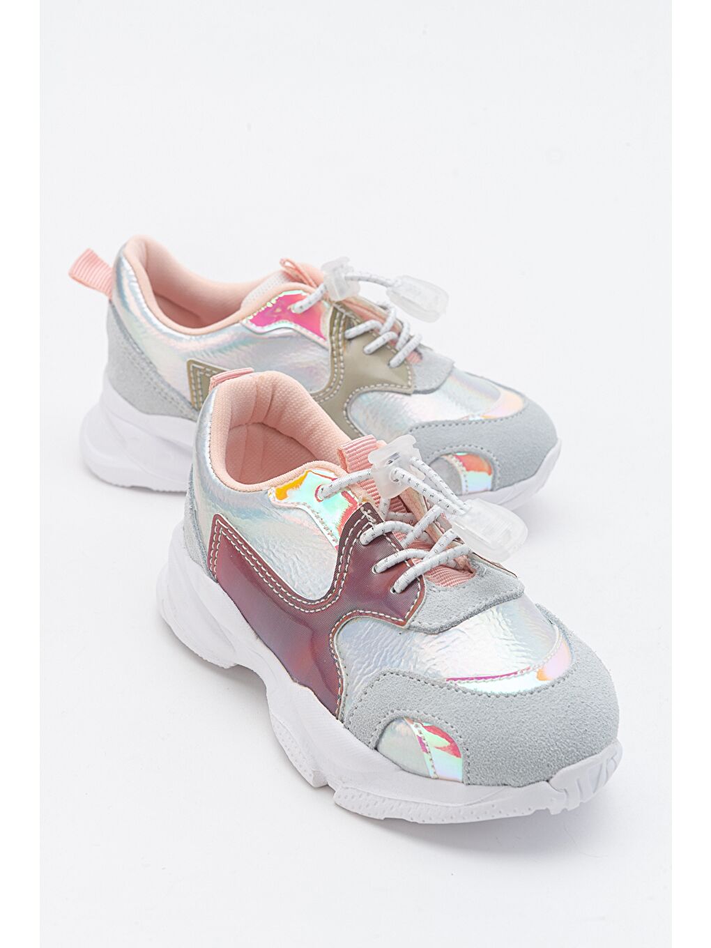Gri Kız Çocuk Gümüş Hakiki Deri Spor Ayakkabı