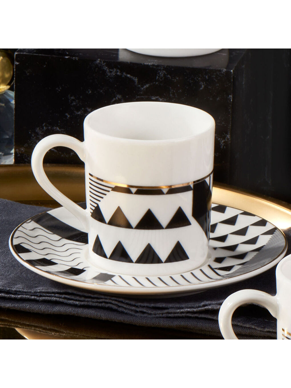 Ekru Camelia 12 Parça 6 Kişilik Kahve Takımı Siyah 62501-2