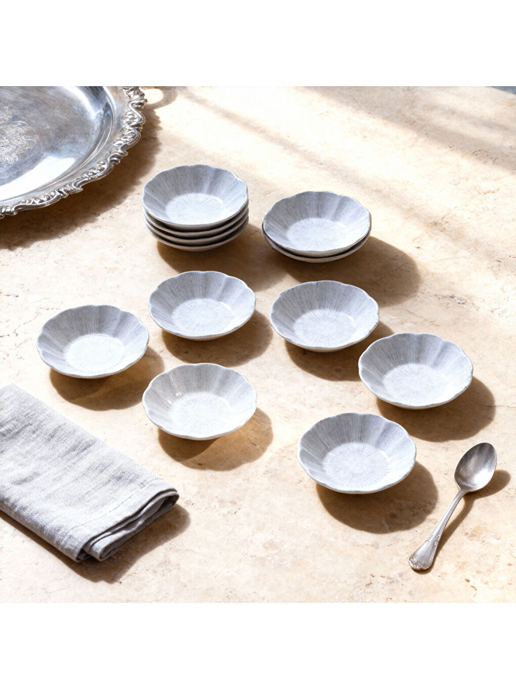 Ekru Acem 12 Parça 10 cm Çay Tabağı 1401