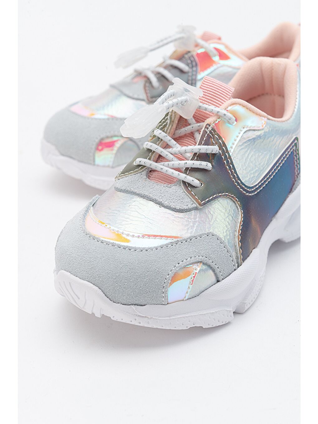 Gri Kız Çocuk Gümüş Hakiki Deri Spor Ayakkabı-1