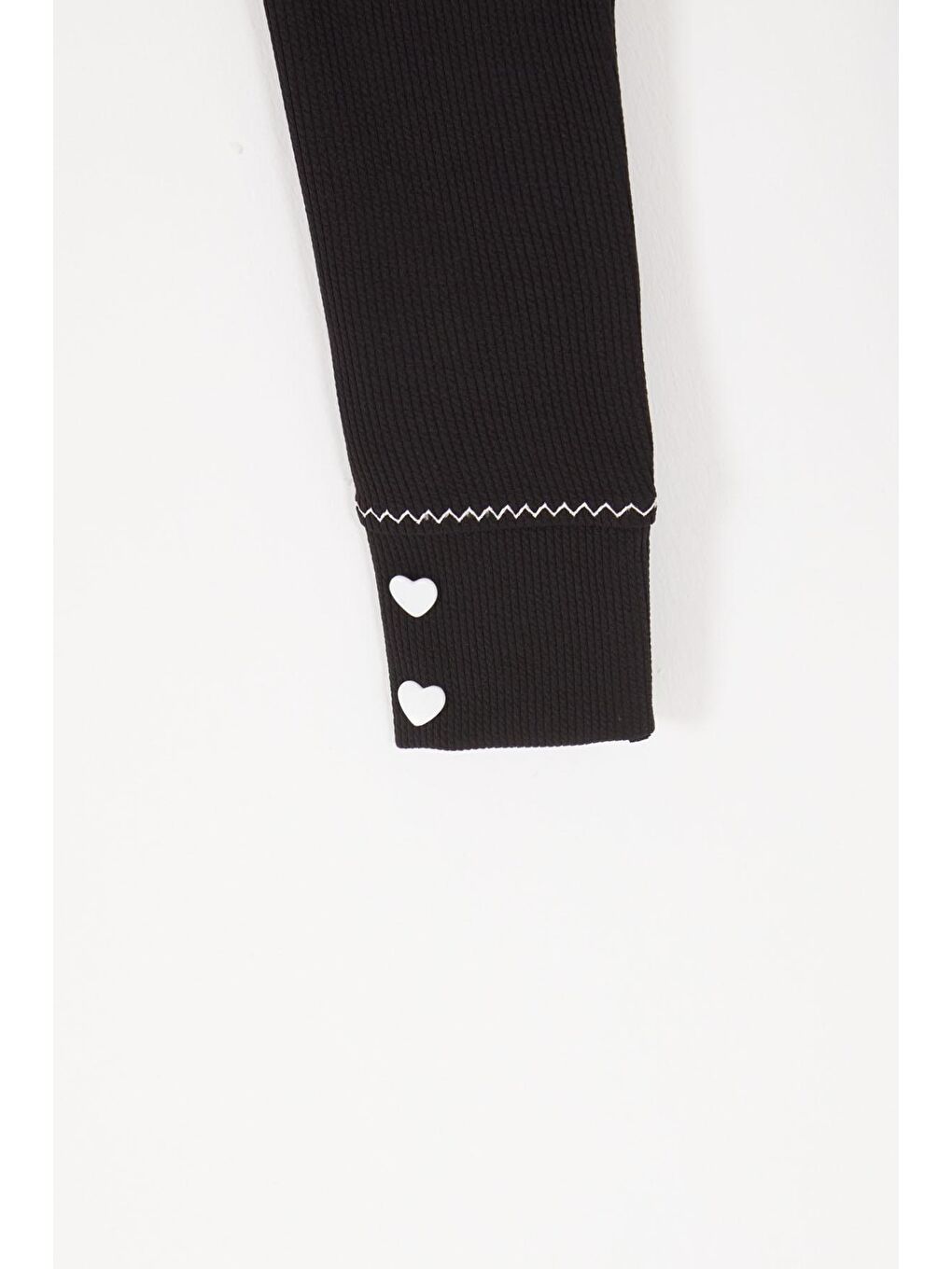 Siyah Kalp Düğmeli Fitilli Kız Çocuk Tayt 16890-1