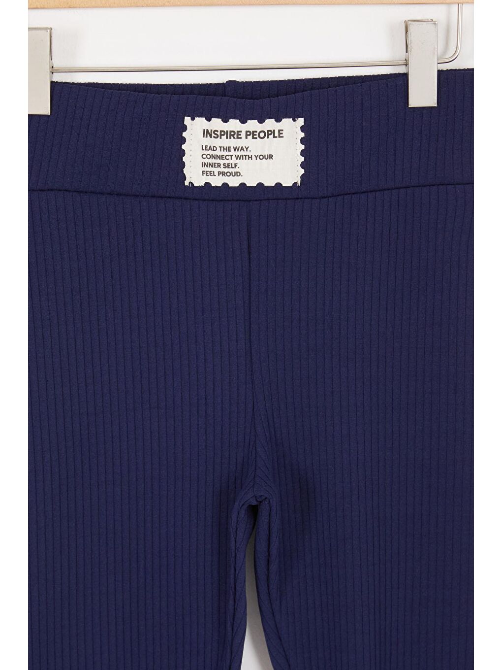 Lacivert Volanlı Fitilli Kız Düz Tayt 16875-1