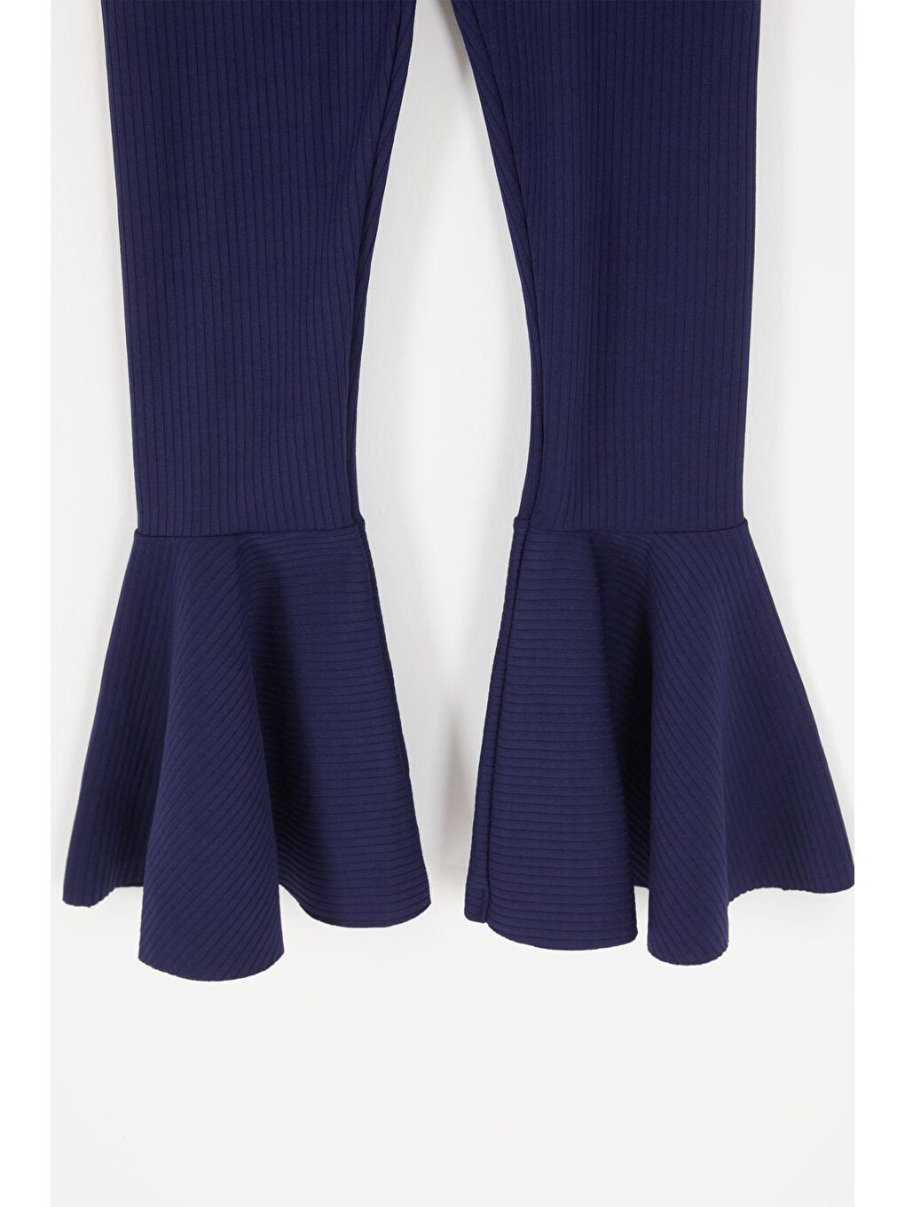 Lacivert Volanlı Fitilli Kız Düz Tayt 16875-2