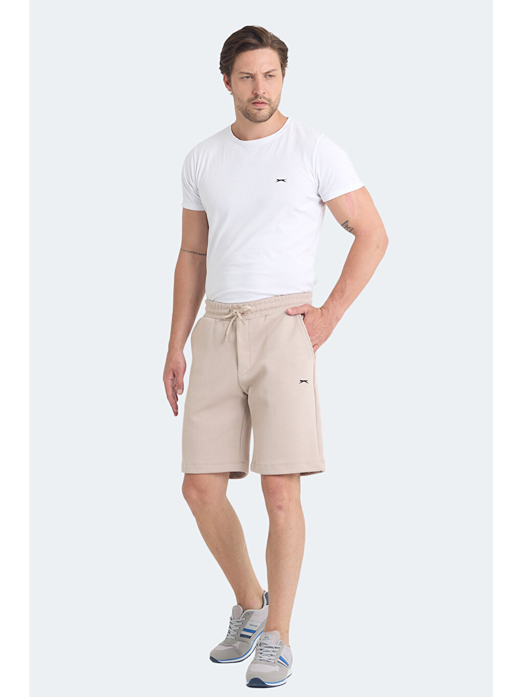 Bej VELVELA I Erkek Cepli Taş Gri Şort-5