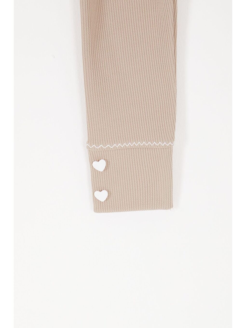 Ekru Krem Kalp Düğmeli Fitilli Kız Çocuk Tayt 16892-1