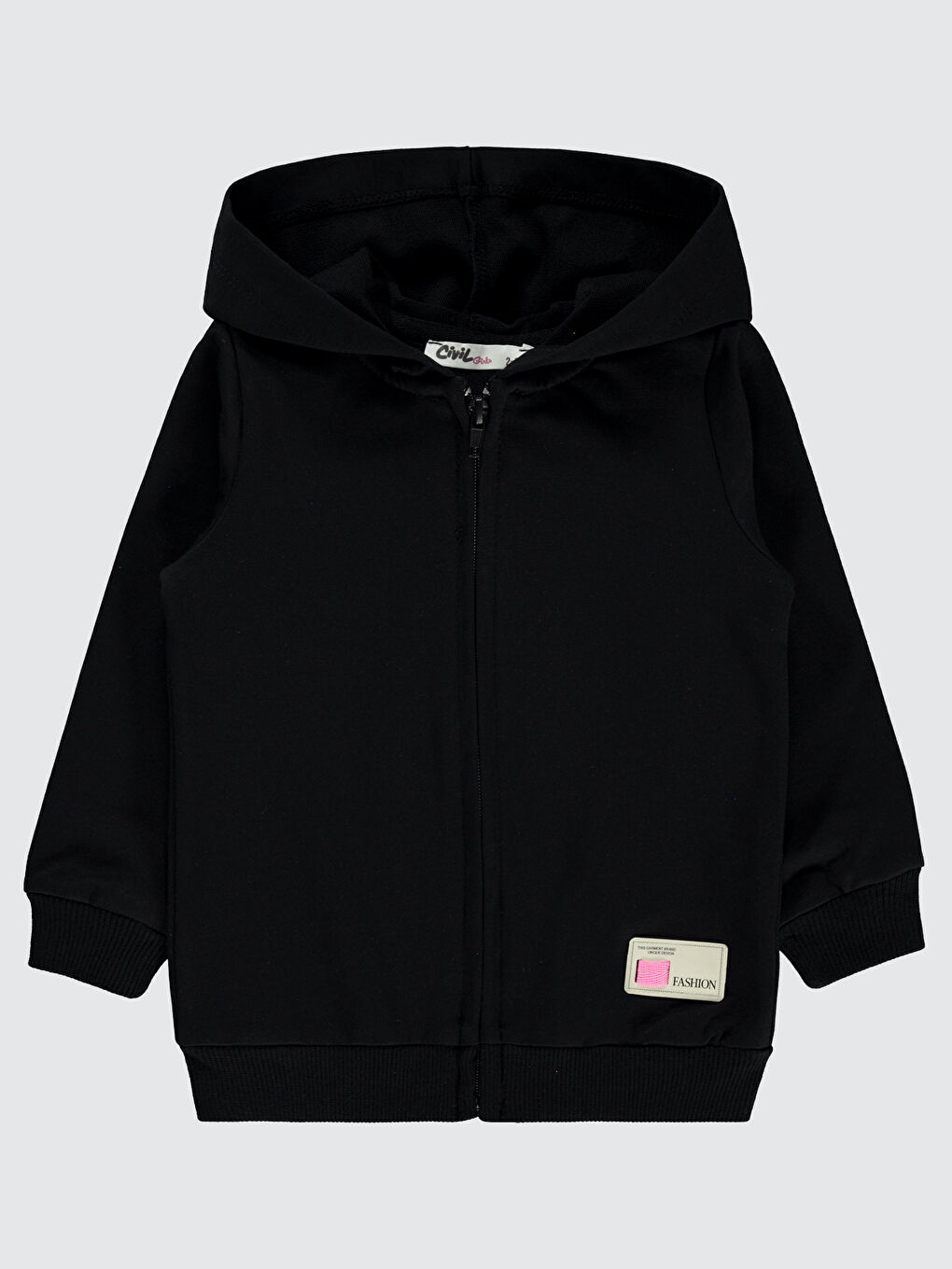 Kız Çocuk Kapüşonlu Fermuarlı Sweatshirt  2 5 Yaş Siyah