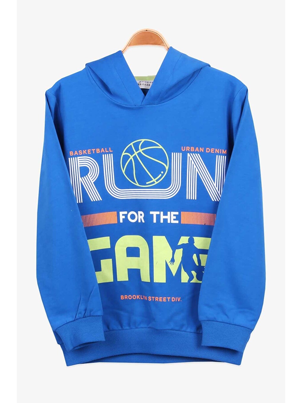 Erkek Çocuk Sweatshirt Basketbol Temalı Saks Mavisi (8-14yaş)