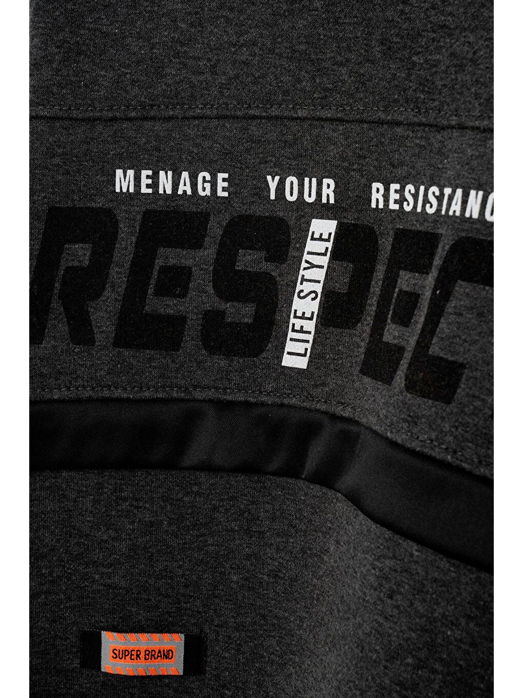 Bisiklet Yaka Uzun Kol Respect Baskılı Gri Renk Erkek Çocuk Sweatshirt-2