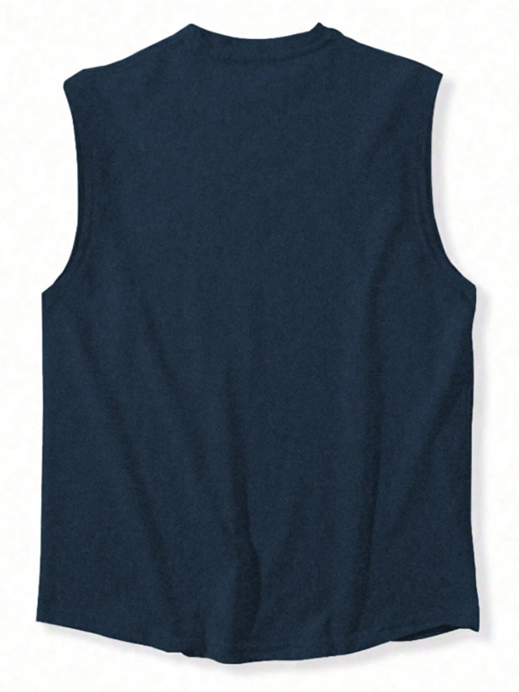 Lacivert Erkek Bisiklet Yaka Etek Ve Kol Bitimi Dökümlü Süprem %100 Pamuk Kolsuz Tişört-1