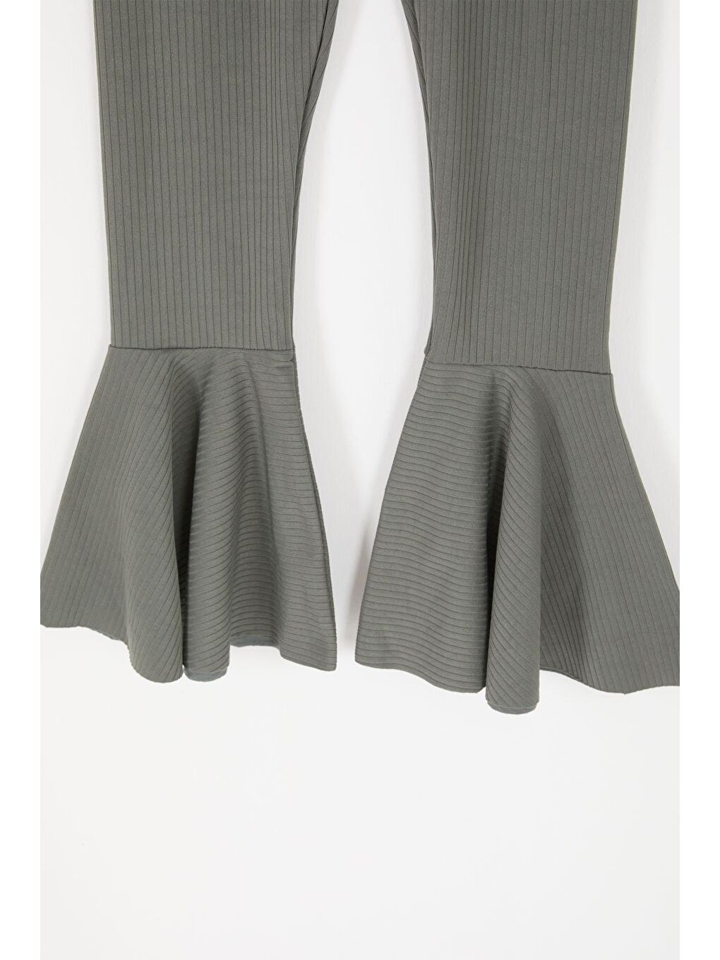 Haki Volanlı Fitilli Kız Düz Tayt 16871-2