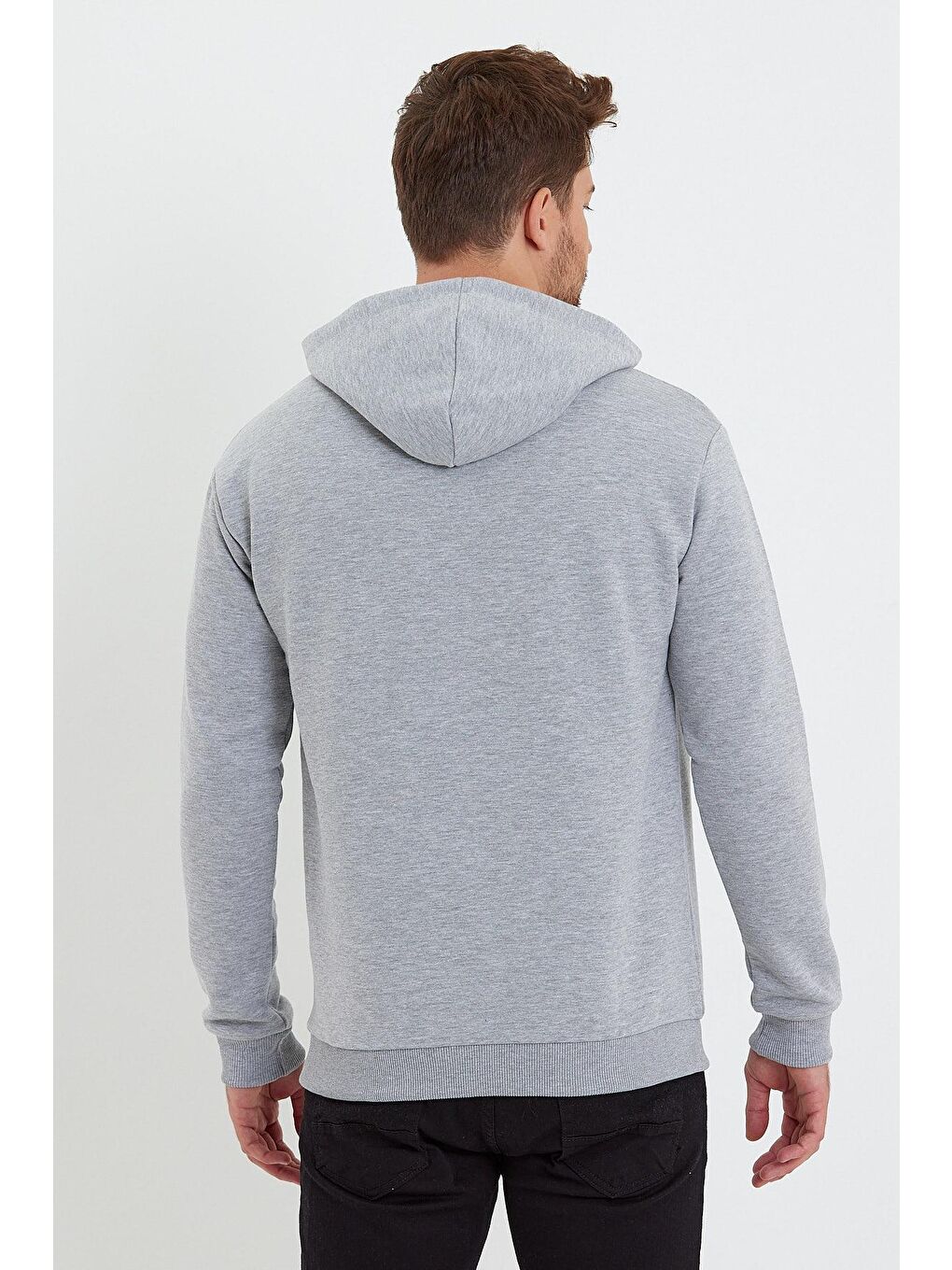 Gri Erkek Kapşonlu Sweat Önü Wıldlıfe Yazılı-4