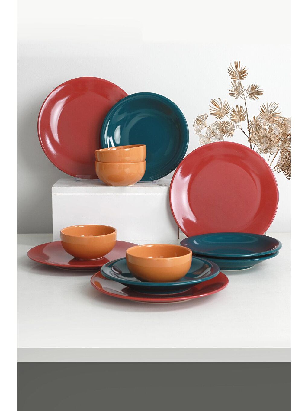 Karışık Ege Rainbow Yemek Takımı 12 Parça 4 Kişilik